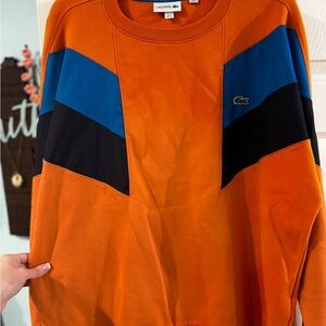 Lacoste Men’s Orange Colorblock Crewneck Sweatshirt